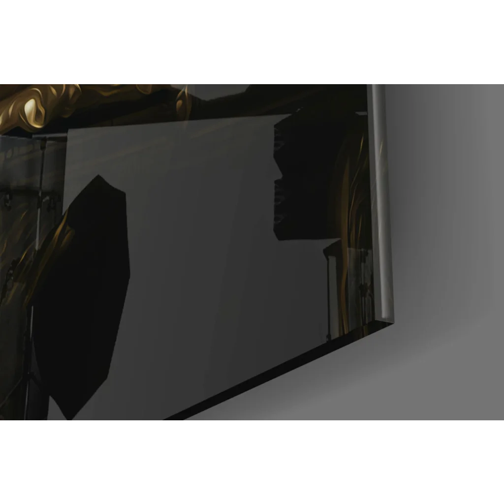 Sleek dark gray rectangular glass wall art mirror with thin metallic frame