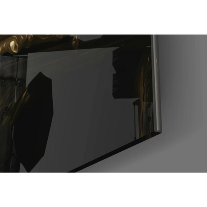 Sleek dark gray rectangular glass wall art mirror with thin metallic frame