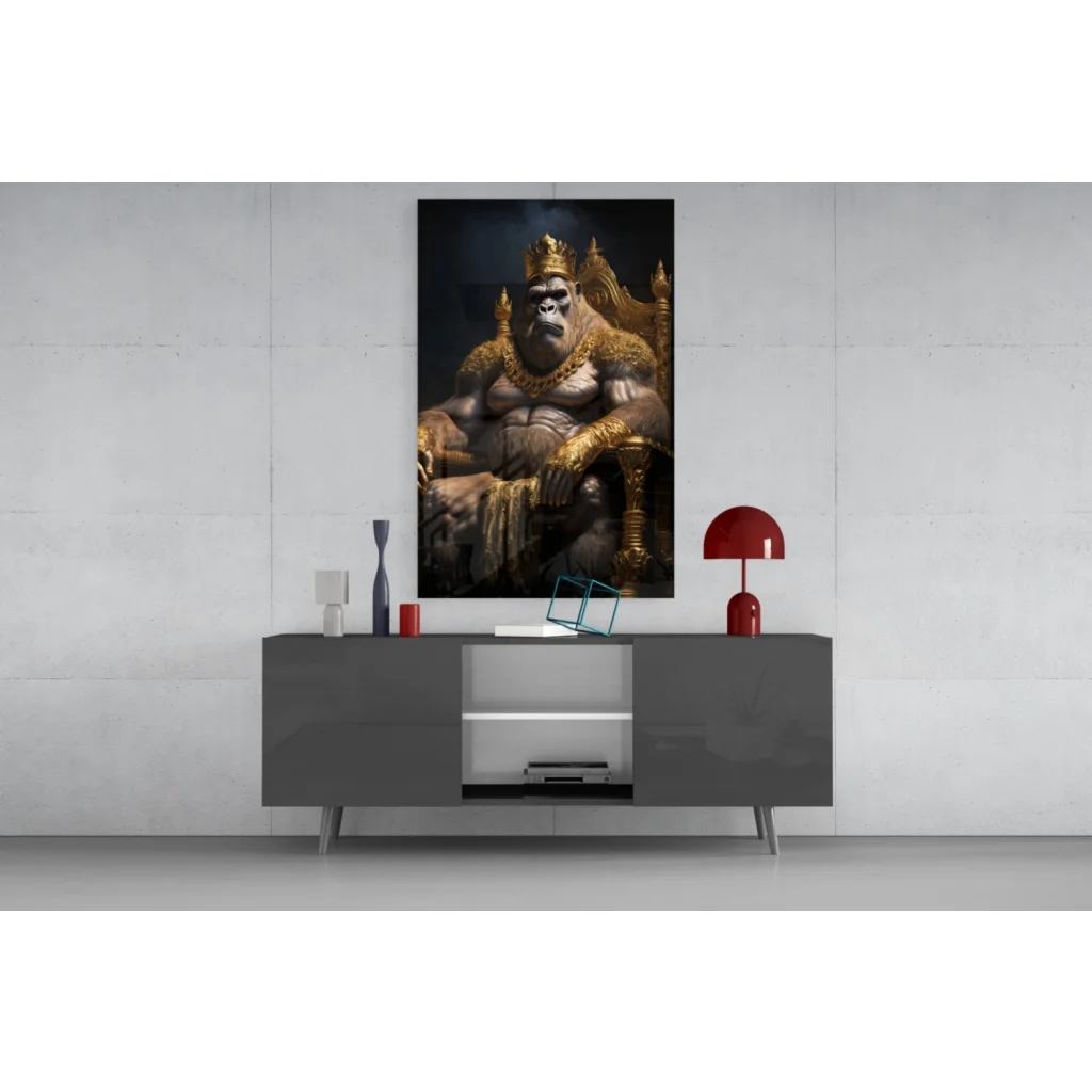 Majestic Golden Gorilla King canvas wall art portrait