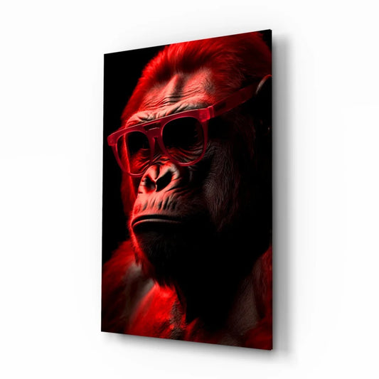 Bold Red Gorilla Glass Wall Art with Sunglasses Canvas Print | Insigneart USA | vintageantiquesgifts.com
