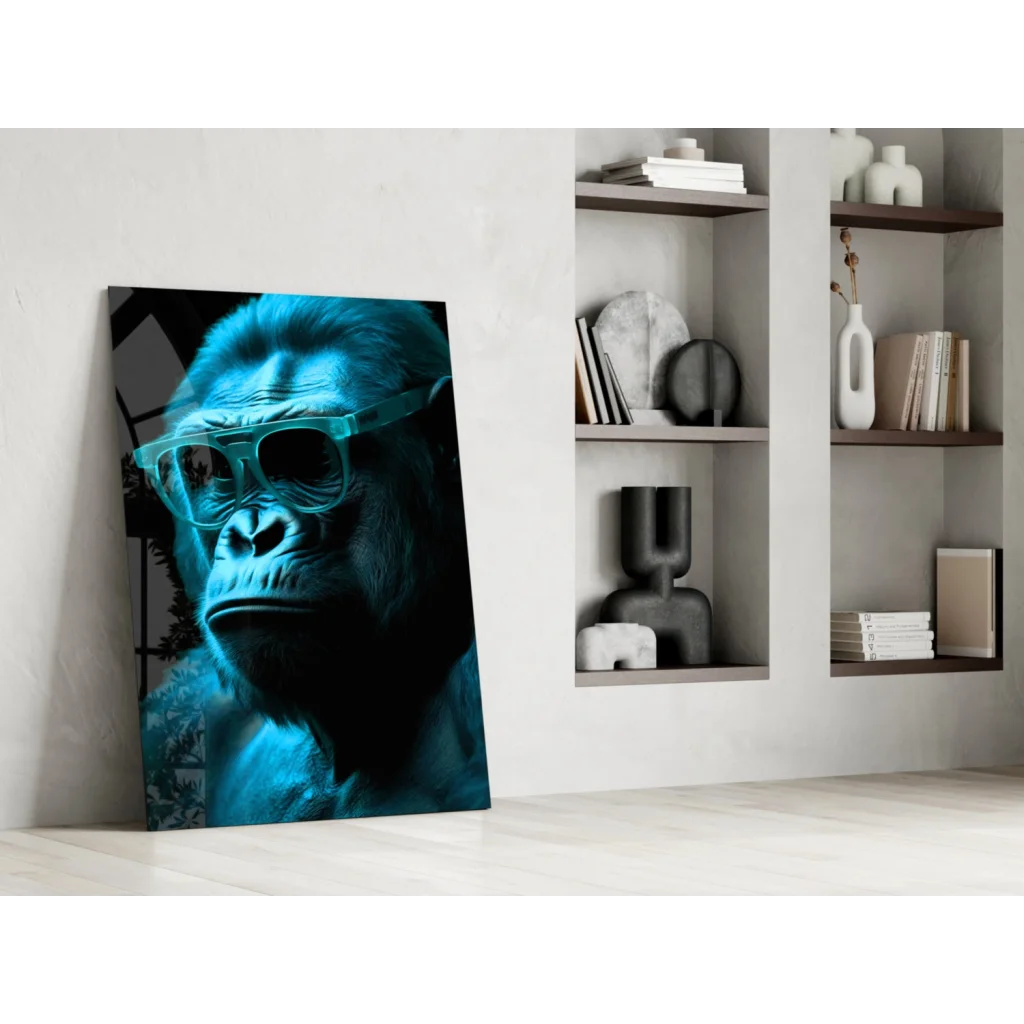 Bold red gorilla glass wall art with sunglasses canvas print