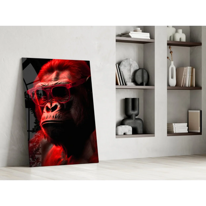 Bold red gorilla glass wall art canvas with sunglasses