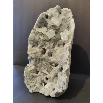 Apophyllite cabinet specimen 2450g pale green quartz in gray matrix