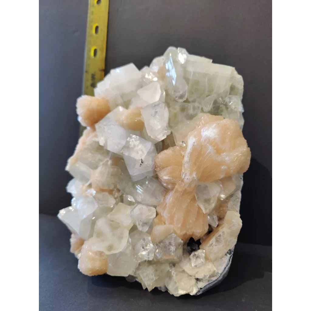 Apophyllite cabinet specimen 3555g translucent peach crystal 3555g