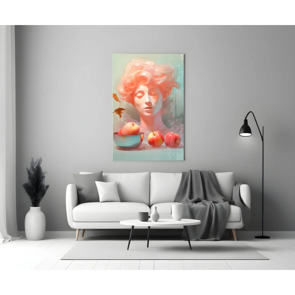 Dreamy Pastel Portrait with Apples Wall Art Canvas Print | Modern Wall Art Decor | vintageantiquesgifts.com