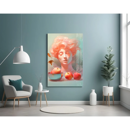 Dreamy Pastel Portrait with Apples Wall Art Canvas Print | Contemporary Home Wall Art | vintageantiquesgifts.com