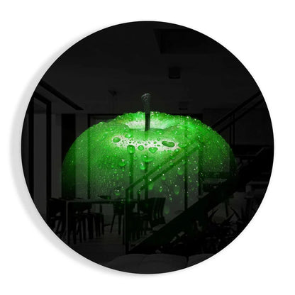 Stunning Green Apple Tempered Glass Art with Water Droplets | Insigneart USA | vintageantiquesgifts.com