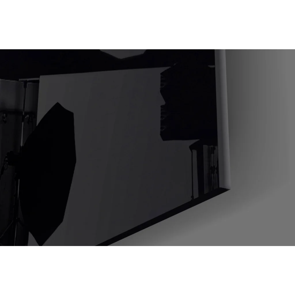 Black octagonal softbox diffuser in stunning glass wall art