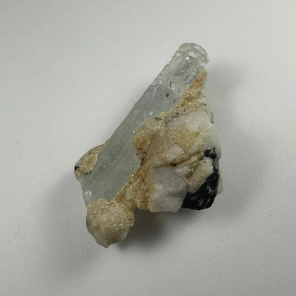 Translucent aquamarine crystal with black tourmaline, Shigar Valley, Pakistan