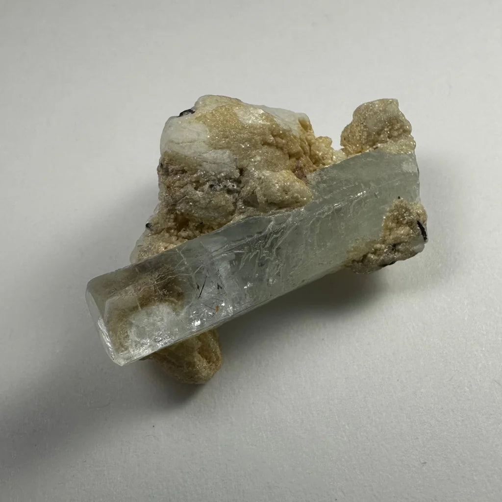 Translucent aquamarine crystal with black tourmaline Shigar Valley Pakistan