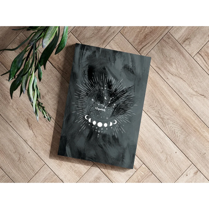 Dark gray marbled Aquarius zodiac aluminum print with moon phases and stars