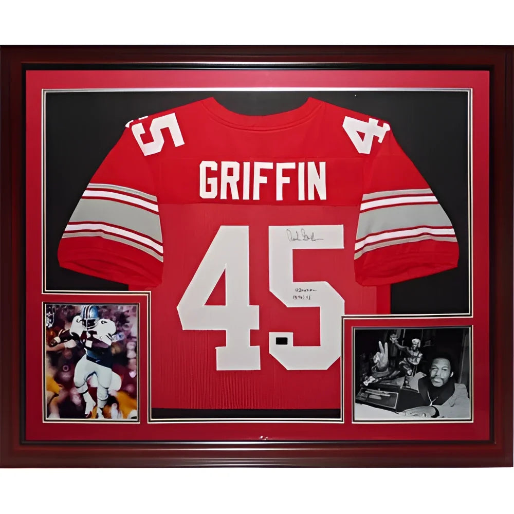 Archie Griffin autographed Ohio State scarlet #45 framed jersey
