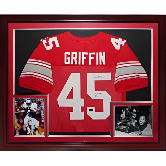 Archie Griffin autographed Ohio State scarlet #45 framed jersey