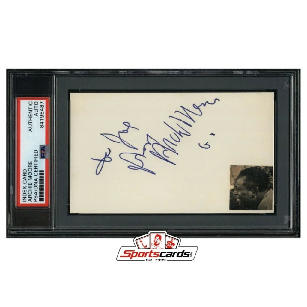 Archie Moore signed 3x5 boxing autograph with photo