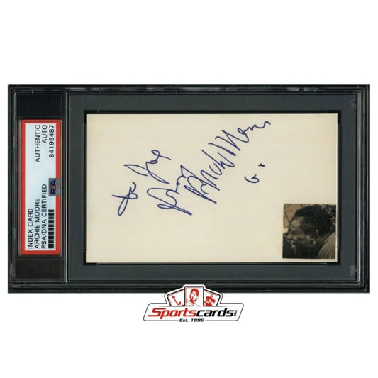 Archie Moore signed 3x5 boxing autograph with photo