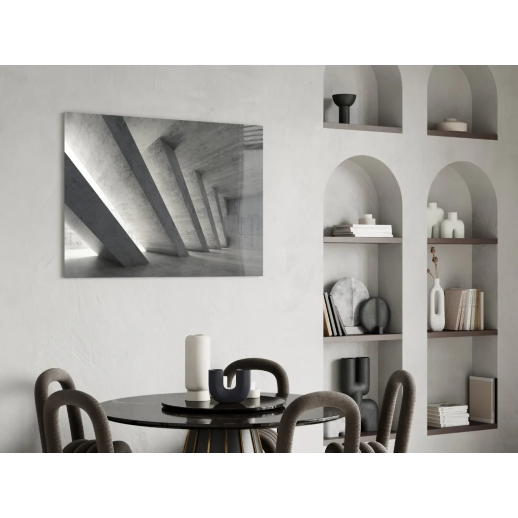 Black and white abstract concrete architecture wall art print on canvas