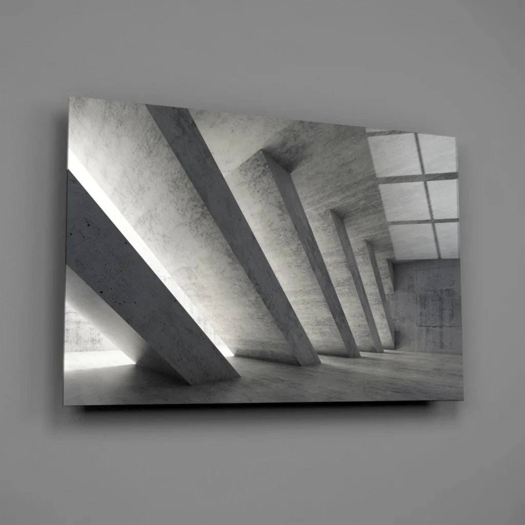 Modern Concrete Architecture Canvas Wall Art Print | Glass Wall Art Print | vintageantiquesgifts.com