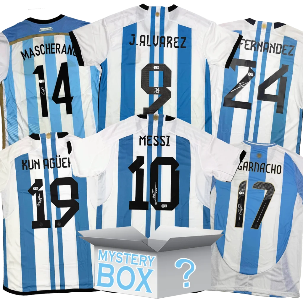 Argentina soccer autographed mystery box with Messi jersey