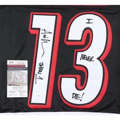Ari Lehman signed Jason Voorhees horror jersey with black, white, red outline number 13