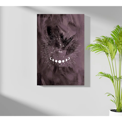 Purple Aries moon phase insigne aluminum prints with celestial stars