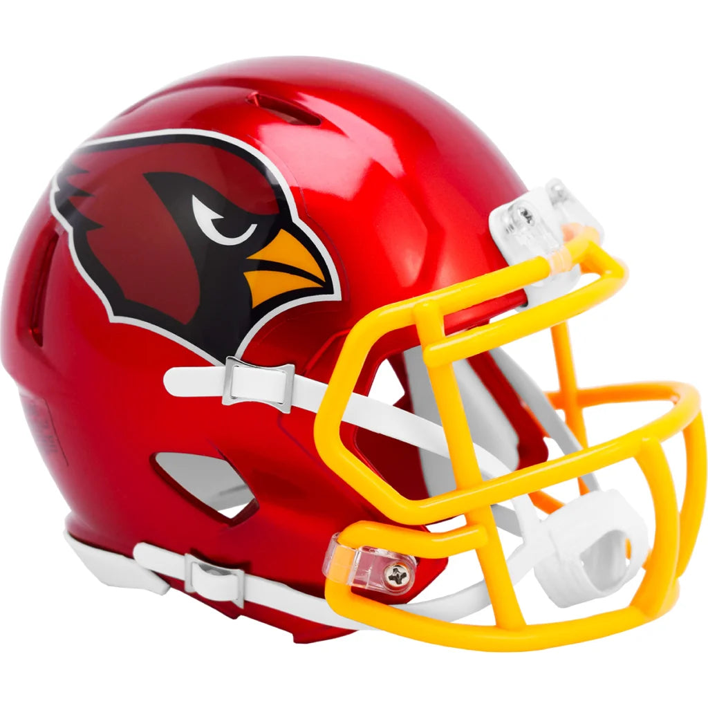 Glossy red Arizona Cardinals Flash Speed mini helmet with yellow face mask
