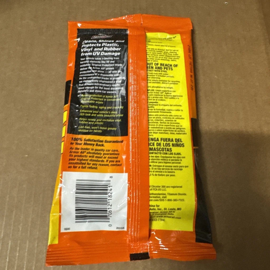 Armor All vehicle protectant wipes, orange black pack, 22 oz