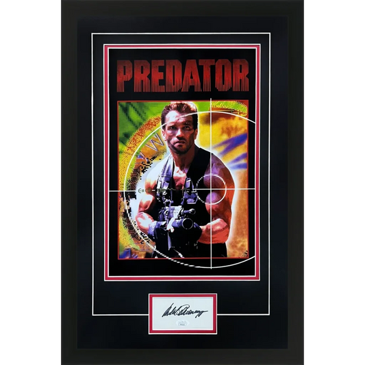 Autographed Predator framed 11x17 movie poster with Schwarzenegger signature