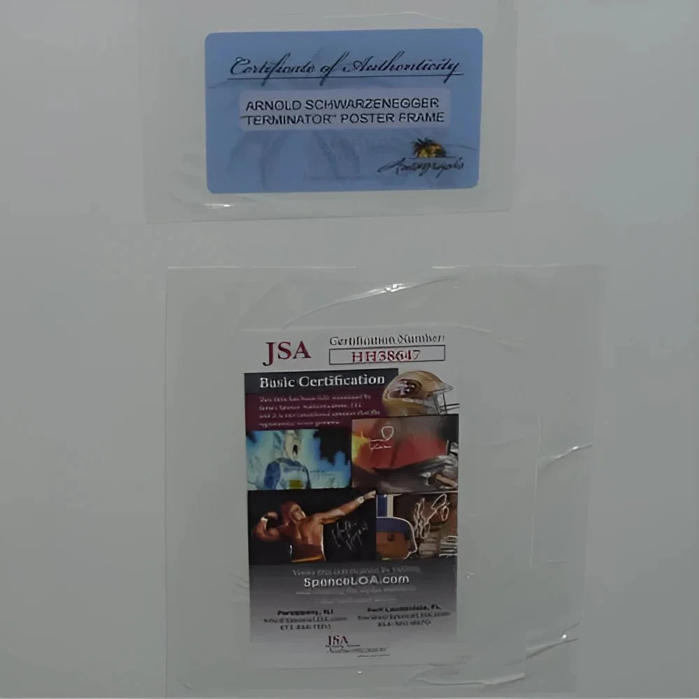 Arnold Schwarzenegger signed deluxe framed Terminator movie poster