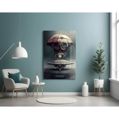 Futuristic Robot Head Glass Wall Art with Metallic Details | Contemporary Home Wall Art | vintageantiquesgifts.com