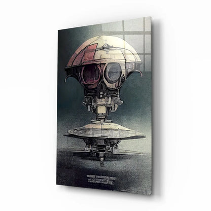 Futuristic Robot Head Glass Wall Art with Metallic Details | Insigneart USA | vintageantiquesgifts.com