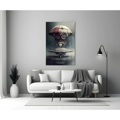 Futuristic Robot Head Glass Wall Art with Metallic Details | Modern Wall Art Decor | vintageantiquesgifts.com