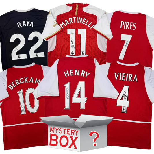 Red Arsenal jersey with Thierry Henry autograph and white accents
