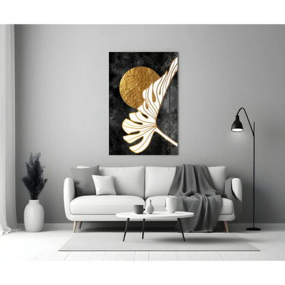 Golden Monstera Leaf Wall Art with Black Marble Texture | Modern Wall Art Decor | vintageantiquesgifts.com