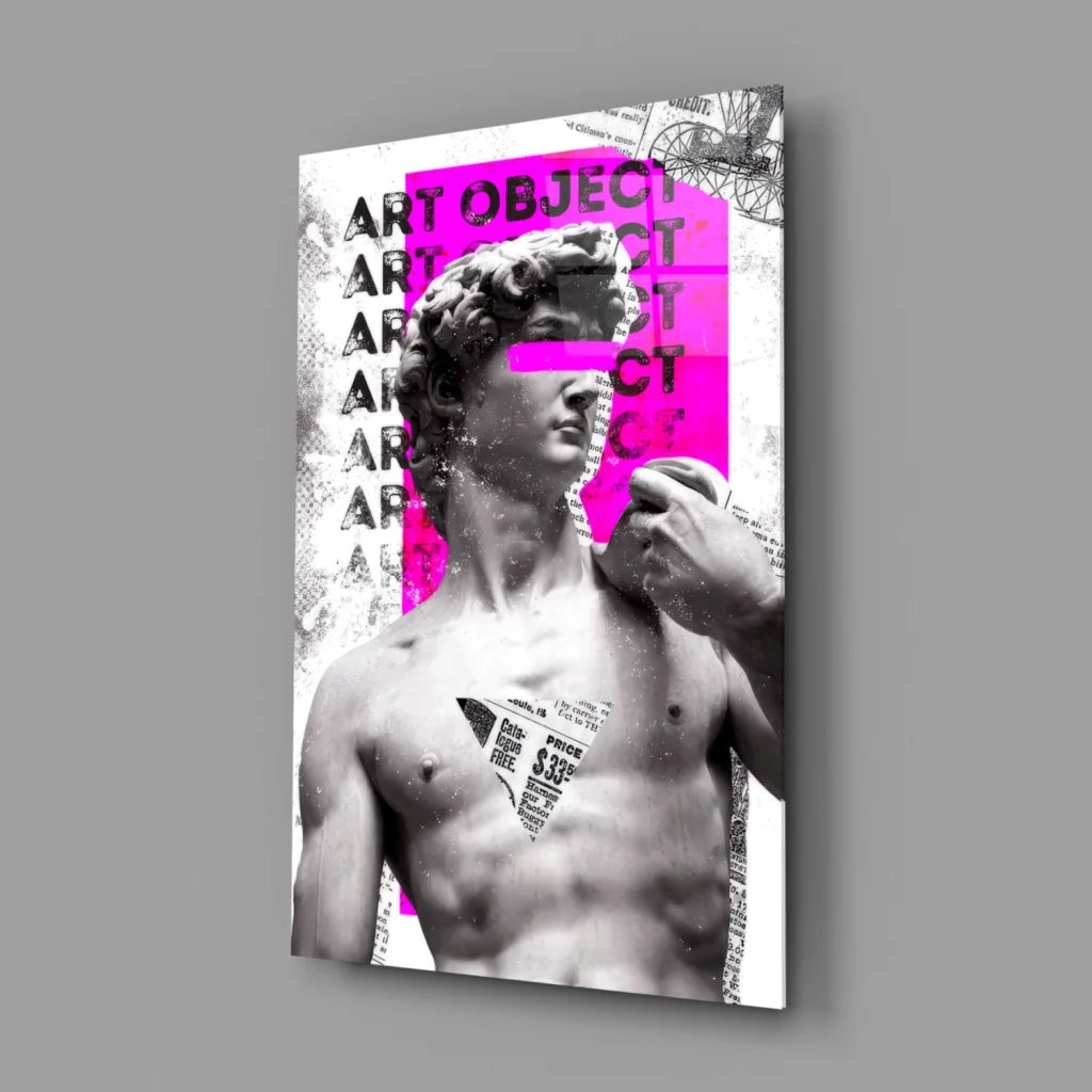 David statue pink pop art wall art canvas print