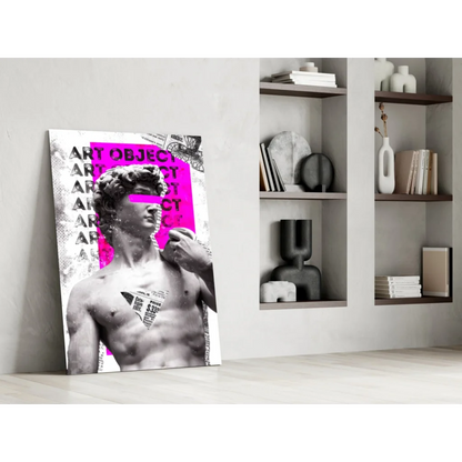 Vibrant pink pop art David statue canvas wall art print