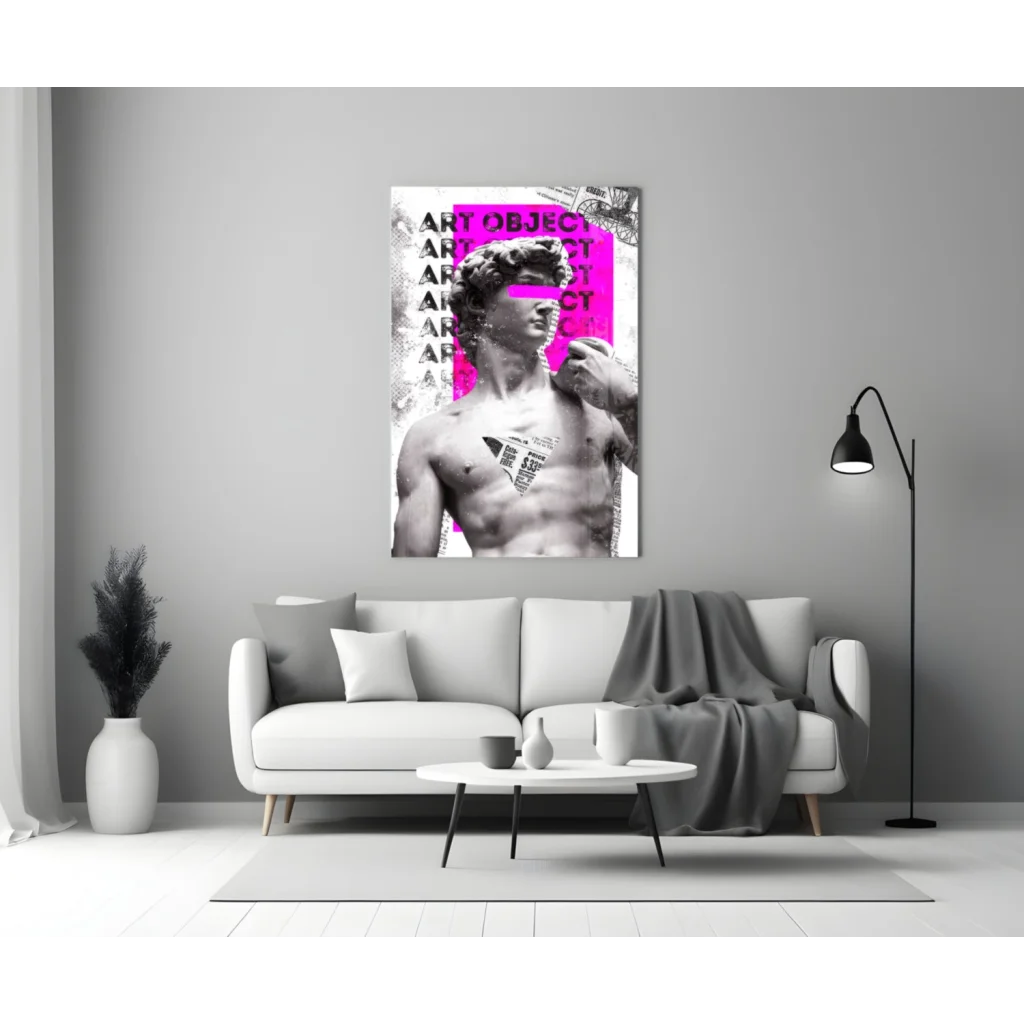 Bold pink black David statue pop art wall art print