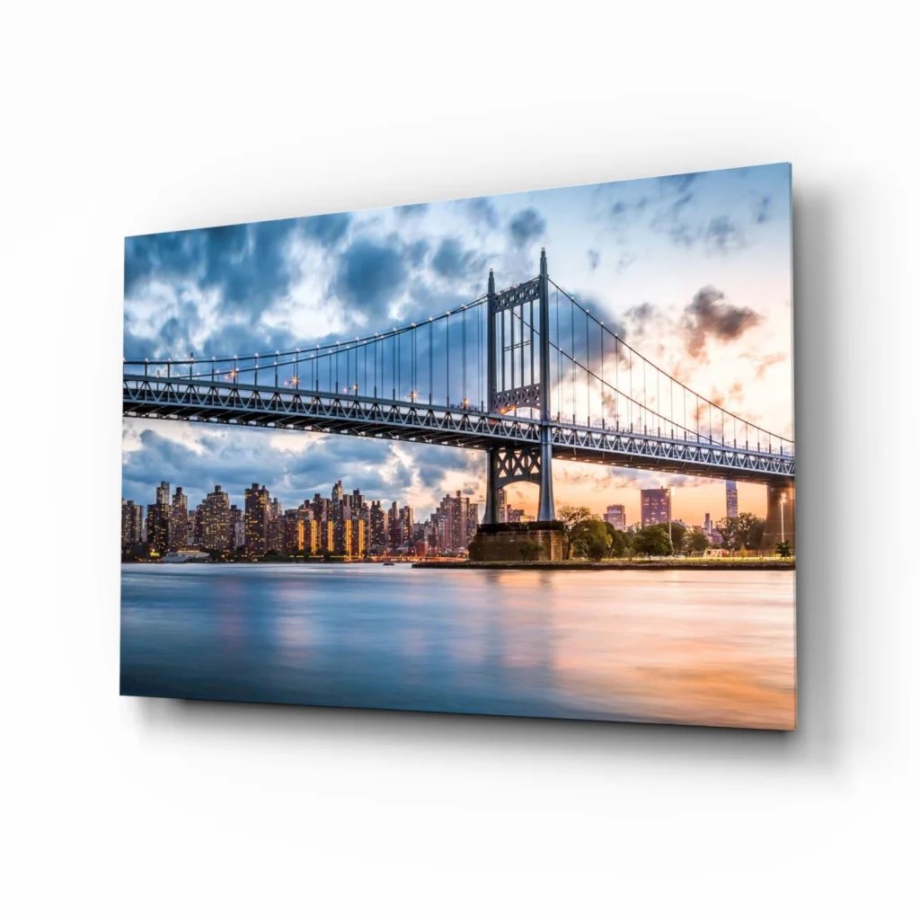 Manhattan Bridge Dusk Canvas Wall Art Print | Insigneart USA | vintageantiquesgifts.com