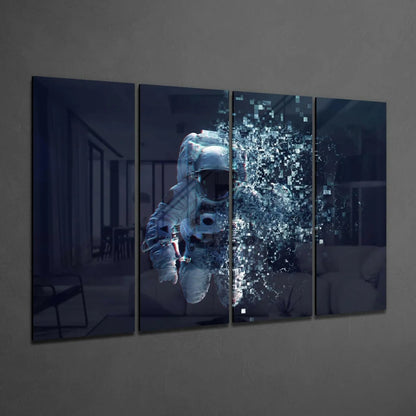 Pixelated Astronaut Glass Wall Art Multi Panel Set | Glass Wall Art Print | vintageantiquesgifts.com