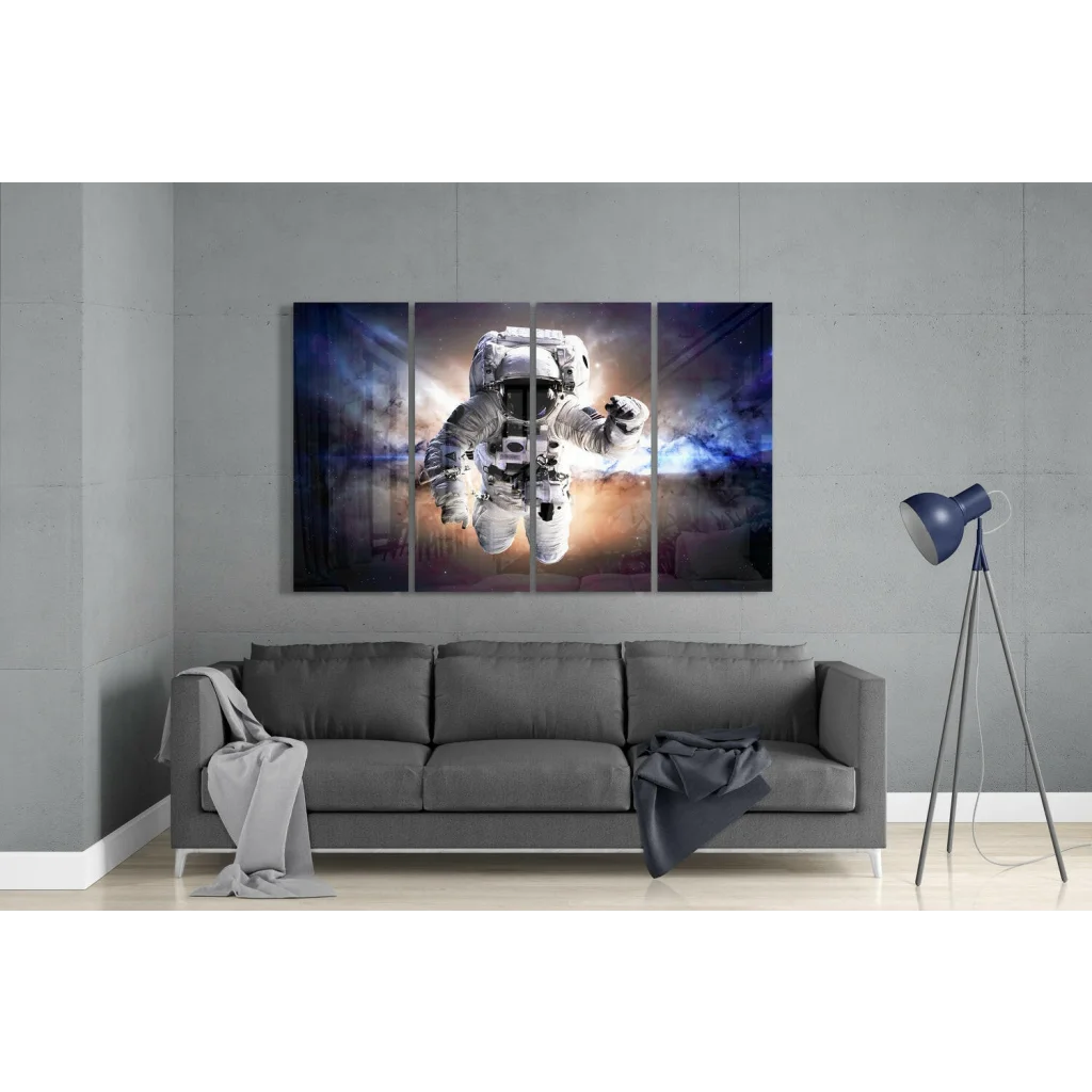 Astronaut Space Nebula Multi Panel Canvas Wall Art | Glass Wall Art Print | vintageantiquesgifts.com