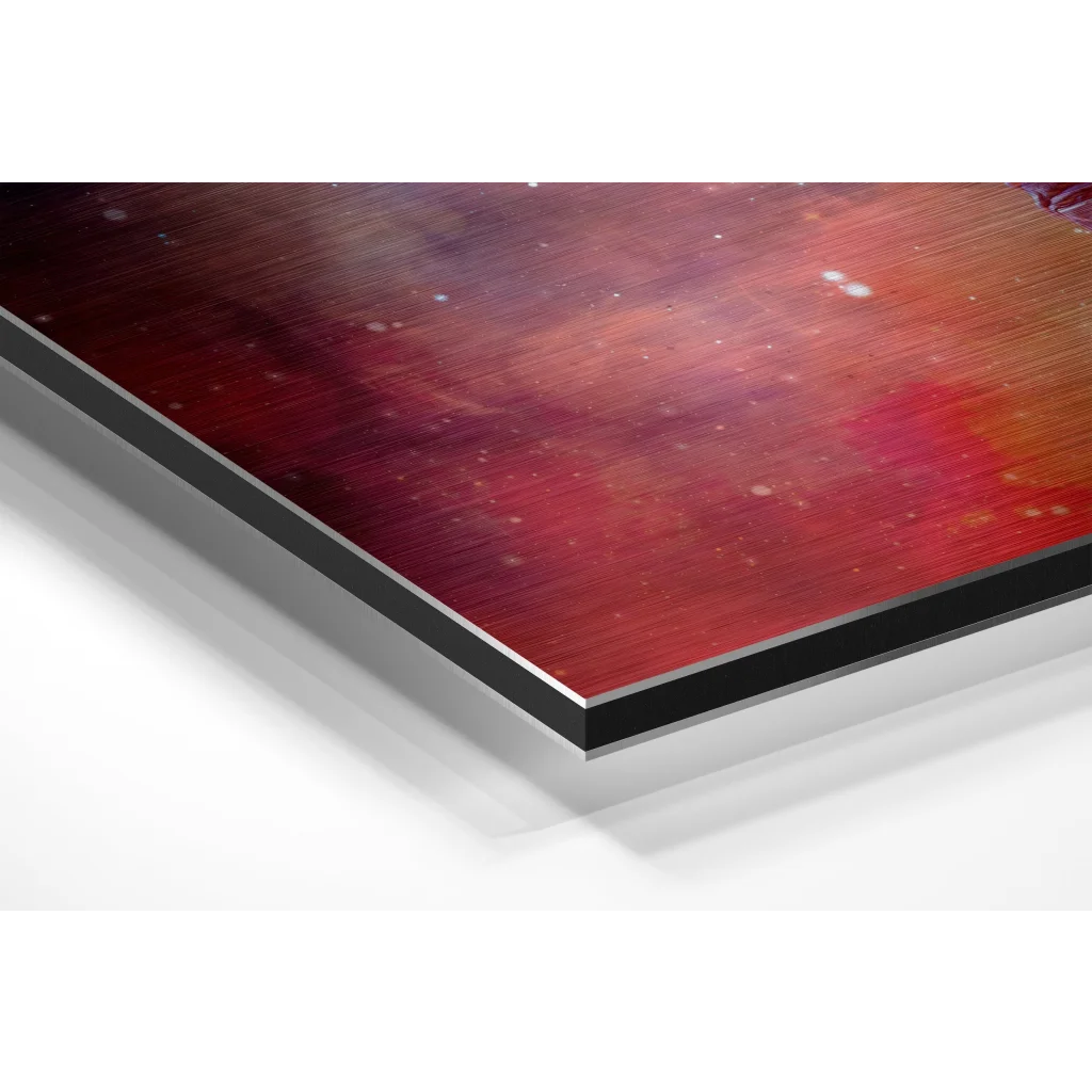 Glass Wall Art Glossy red and black brushed aluminium dibond wall art