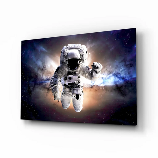 Astronaut space suit wall art print in deep space canvas style