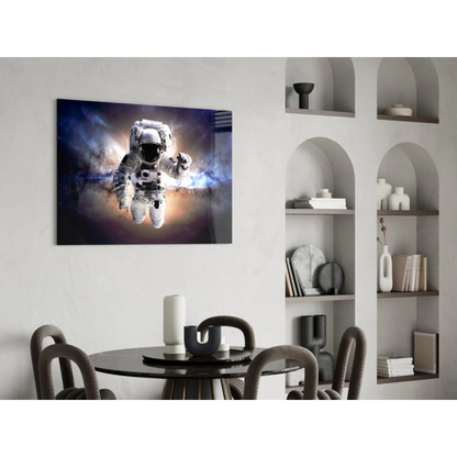 Floating astronaut in cosmic deep space wall art print
