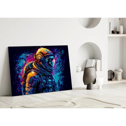 Neon Astronaut Canvas Wall Art with Glowing Cosmic Colors | Modern Wall Art Decor | vintageantiquesgifts.com