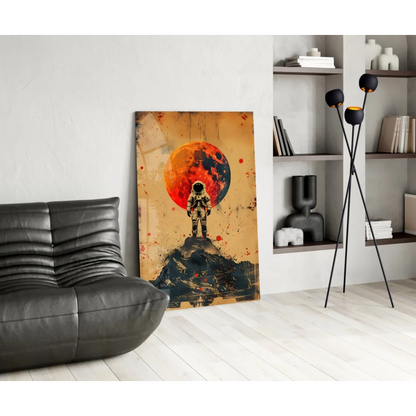 Vibrant astronaut on rocky surface canvas wall art print