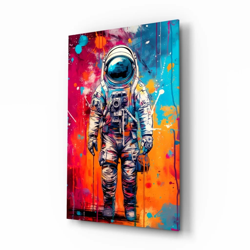 Cosmic Astronaut Canvas Wall Art with Bold Color Splashes | Insigneart USA | vintageantiquesgifts.com