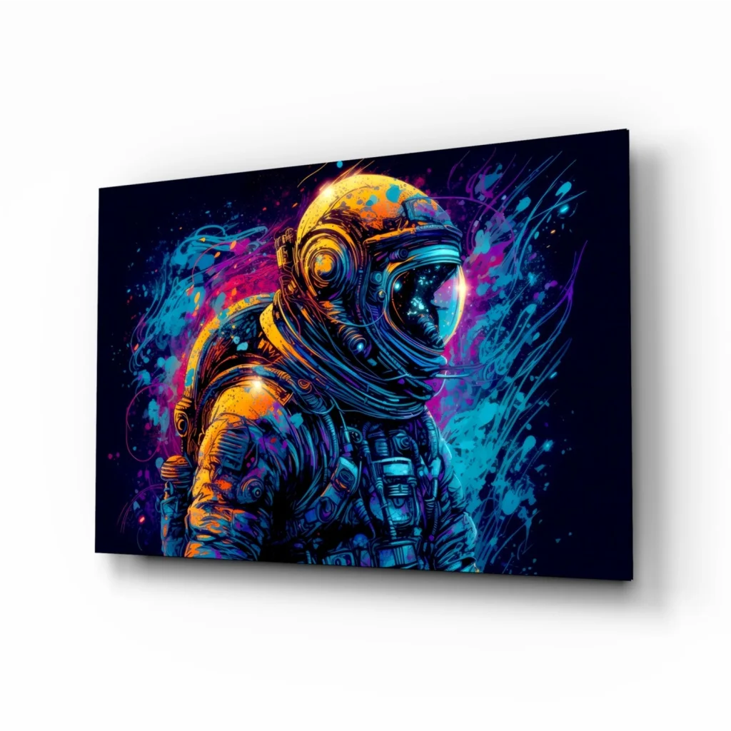 Neon Astronaut Canvas Wall Art with Glowing Cosmic Colors | Insigneart USA | vintageantiquesgifts.com