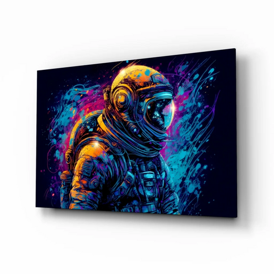 Neon Astronaut Canvas Wall Art with Glowing Cosmic Colors | Insigneart USA | vintageantiquesgifts.com