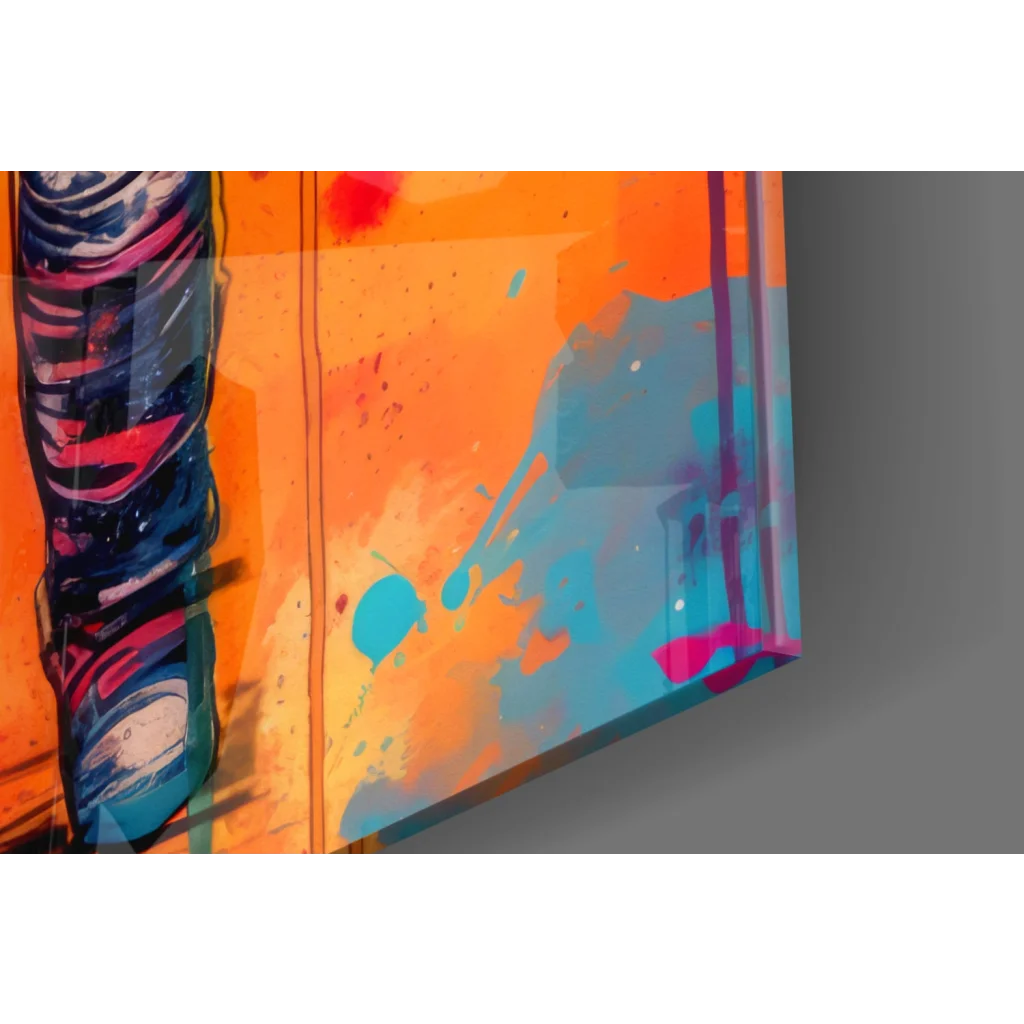 Vibrant cosmic astronaut wall art canvas with bold orange blue pink splashes