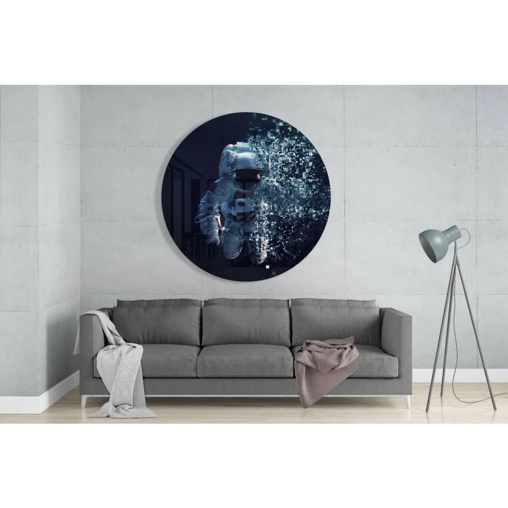 Pixelated Astronaut Tempered Glass Art Print | Glass Wall Art Print | vintageantiquesgifts.com