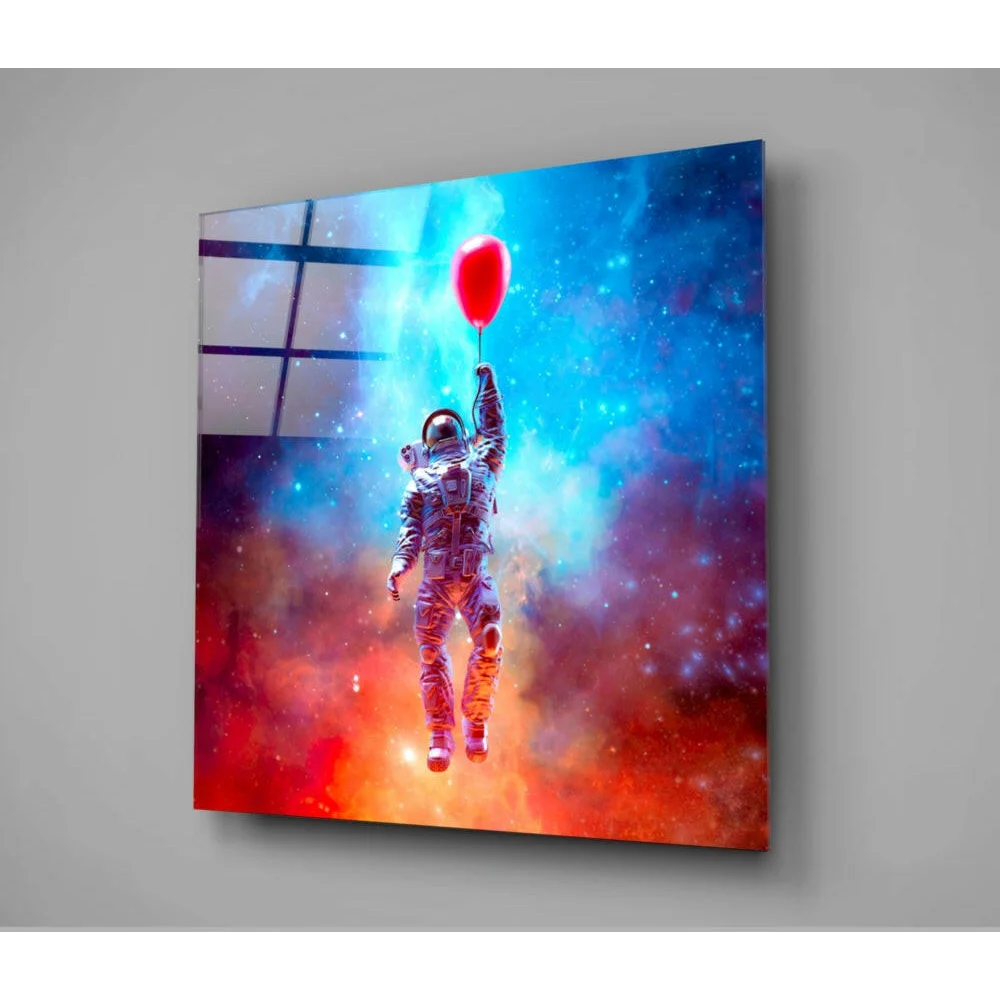 Astronaut with Red Balloon Cosmic Nebula Wall Art Canvas Print | Modern Wall Art Decor | vintageantiquesgifts.com